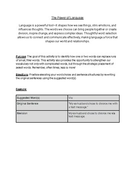 Preview of Single Sentence Story Revision (Writing) Activity