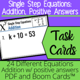 Single-Step Addition Equation Task Cards: PDF and Boom Car