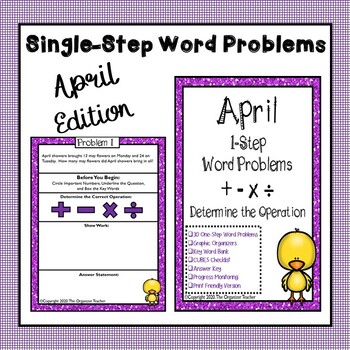 Preview of Single Step Word Problems All Operations (April Edition)