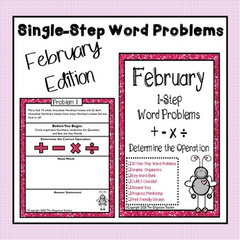 Preview of Single Step Word Problems All Operations (February Edition)
