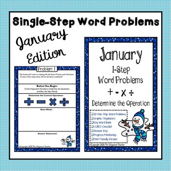 Preview of Single Step Word Problems All Operations (January Edition)