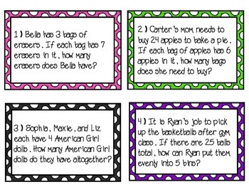 Single Step Word Problems Task Cards- Multiplication Division | TPT