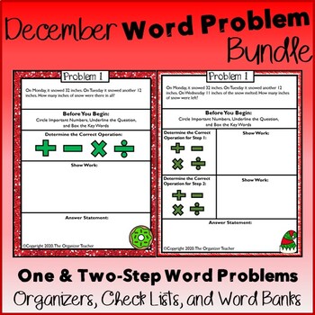 Preview of Single Step and Two Step Word Problems All Operations BUNDLE (December Edition)