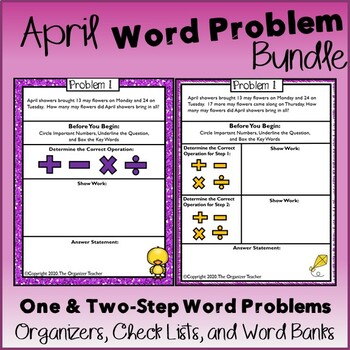 Preview of Single Step and Two-Step Word Problems BUNDLE (April Edition)