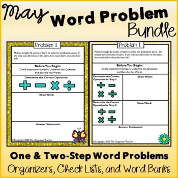 Preview of Single Step and Two Step Word Problems BUNDLE (May Edition)