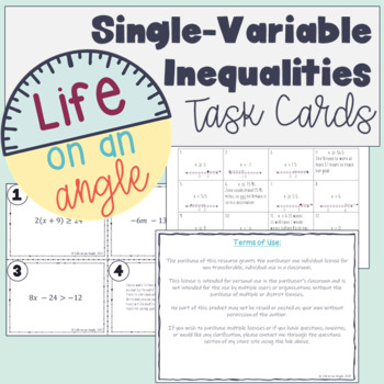 Preview of Single-Variable Inequality Task Cards