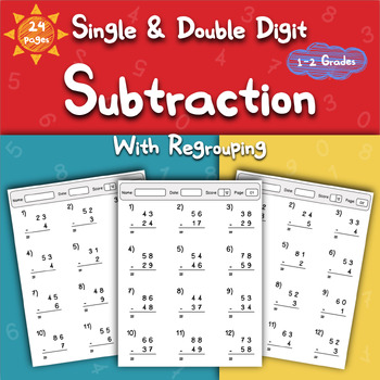 Single and Double Digit Subtraction With Regrouping 1-2 Grades | TPT