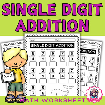 Preview of Single digit Addition | Basic Addition skill | Worksheets | Math