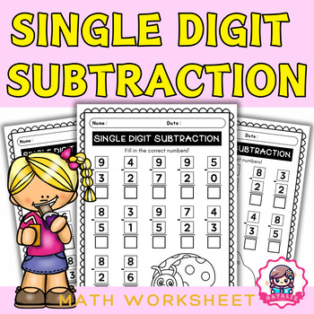 Preview of Single digit Subtraction | Basic Subtraction skill | Worksheets | Math