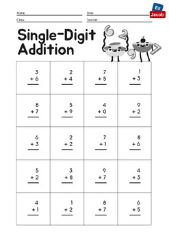 Preview of Single-digit and two-digit number addition by column method for grade 1-3