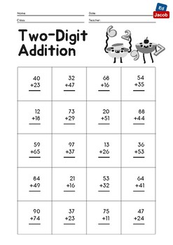 Single digit and two digit number addition by column method for grade 1 3