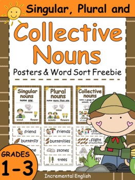 Preview of Singular, Plural, and Collective Nouns Posters FREEBIE