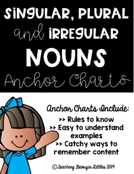 Preview of Singular, Plural and Irregular Plural Nouns [Anchor Charts]