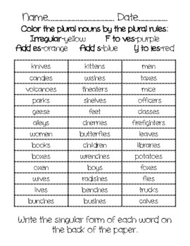 [UPDATED] Singular and Plural Noun Activity Pack by Love4Learning