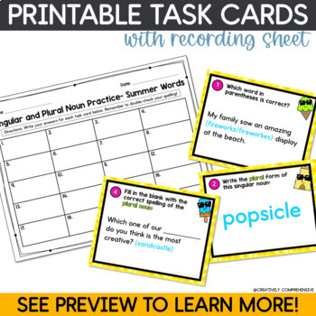 Plural Nouns: Worksheets and Task Cards