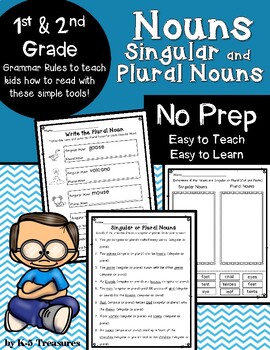 Preview of Singular and Plural Nouns: 1st & 2nd Grade Grammar | Phonics Review Worksheets