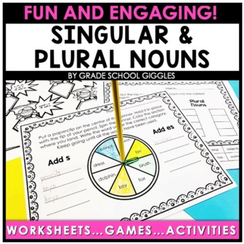 Preview of Singular & Plural Noun Activities, Worksheets, Games: S, ES, Regular, Irregular