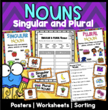 Singular and Plural Nouns Worksheets Posters Sorting