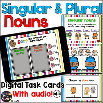 Preview of Singular and Plural Nouns | Boom Cards | Digital Task Cards |