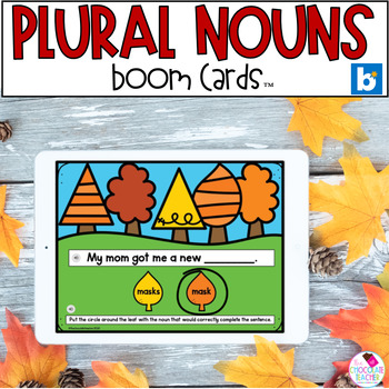 Preview of Singular and Plural Nouns - Fall Grammar - Boom Cards™