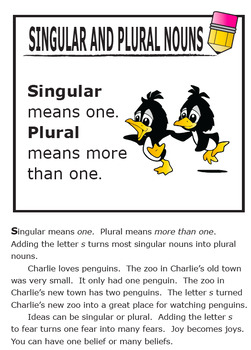 Singular and Plural Nouns Activities – FREE by Splash! Publications