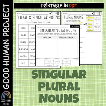Singular and Plural Nouns | Irregular and Regular | Worksheets | Printables