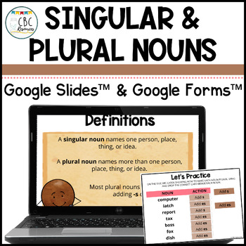 Preview of Singular and Plural Nouns Lesson & Activities Google Slides™ and Google Forms™