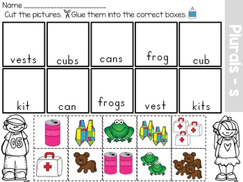 Preview of Singular and Plural Nouns Sort Worksheet Distance Learning