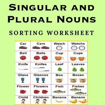 Preview of Singular and Plural Nouns Sorting Printable Worksheets