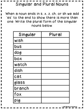 Singular and Plural Nouns -add s or es-TPT Digital Activity- Distance