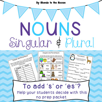 Preview of Singular and Plural Nouns -add s or es-TPT Digital Activity- Distance Learning