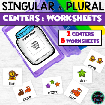 Preview of Singular and Plural Nouns Activities, Literacy Centers and Worksheets