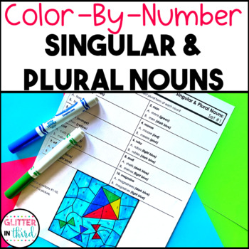 Preview of Singular and Plural Nouns Worksheets Grammar Color By Number