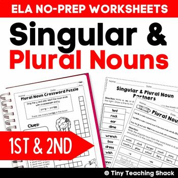 Preview of Singular and Plural Nouns Worksheets & Posters for 1st Grade -Grammar Worksheets