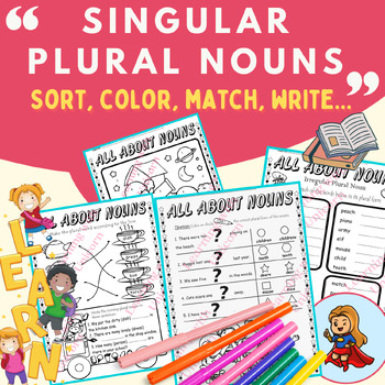 Preview of Singular and Plural Nouns Worksheets, Singular & Plural Sort Activities