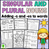 Summer Singular and Plural Nouns Worksheets: -s or -es