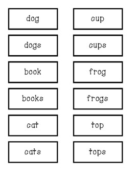 Singular and Plural Nouns (add 's') by Pam Stein | TpT