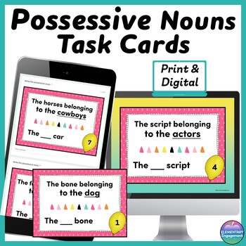 Preview of Singular and Plural Possessive Noun Games - Print and Digital Task Cards Scoot