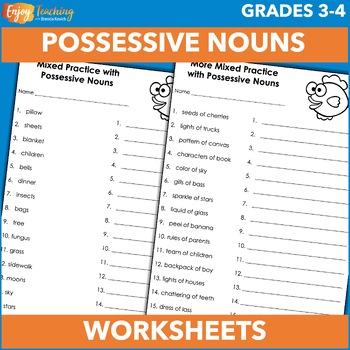 Preview of Singular and Plural Possessive Nouns Worksheets, Activities, and Test L.3.2.D
