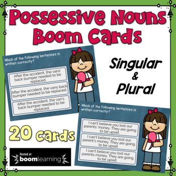 Preview of Singular and Plural Possessives Task Cards: BOOM Cards