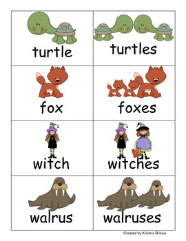 Singular and Plural Noun Sort for Kindergarteners with -s and -es