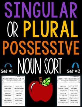 Preview of Singular or Plural Possessive Noun Sort Worksheets Distance Learning