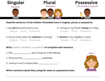 Preview of Singular, plural, and possessive nouns