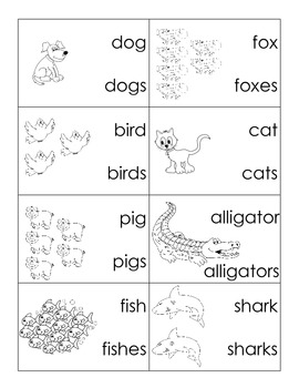 Singular/Plural Animal Cards - Common Core by Miral Patel | TPT