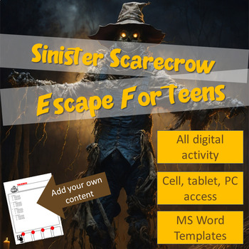 Preview of Sinister Scarecrow Escape! Use with your content, escape room adventure!