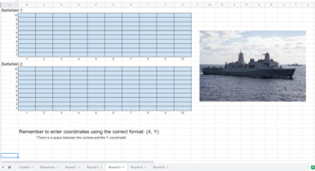 Preview of Sink The Ships: Digital Coordinate Plane Point Practice Microsoft Excel Version