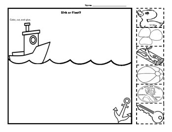 Sink Or Float Cut And Paste Activity