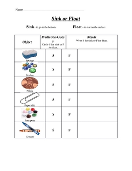 Sink Or Float Worksheets Teaching Resources Teachers Pay