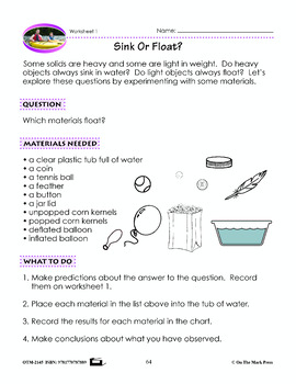Sink Or Float Lesson Plan