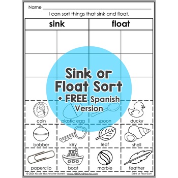 Preview of Sink or Float Sort Interactive Worksheet Activity + FREE Spanish